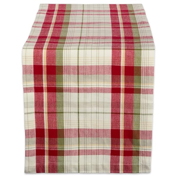 Shop DII Orchard Plaid Linen Table Runner 14x72 - Taupe/Red Tabletop Essentials for Stylish Dining