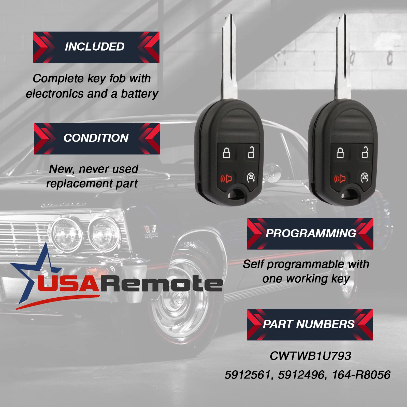 Car Key Fob Keyless Entry Remote Start for Ford Lincoln Mercury Mazda CWTWB1U793 4btn Guaranteed to Program - View 3 of 6