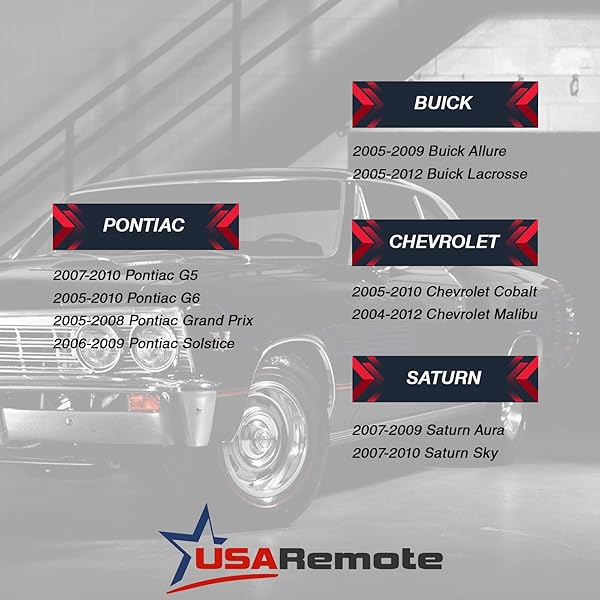 USARemote USARemote G034 Key Fob Keyless Entry for Chevy Cobalt Malibu Buick Allure Lacrosse Pontiac G5 G6 Grand Prix Saturn Aura Sky Set of 2 - View 5 of 7