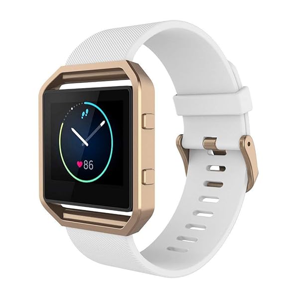 Simpeak Simpeak Silicone Band for Fitbit Blaze Smartwatch with Metal Frame Replacement in White Rose Gold for Men and Women Large Size - View 4 of 8