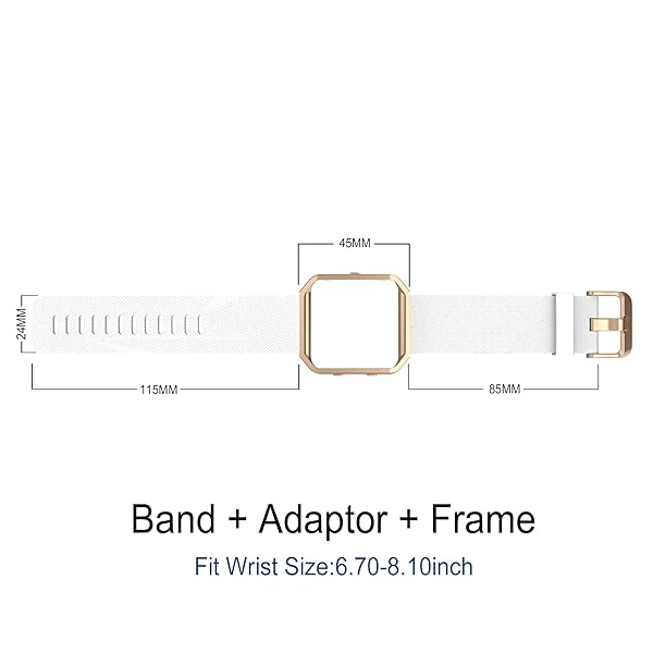Simpeak Simpeak Silicone Band for Fitbit Blaze Smartwatch with Metal Frame Replacement in White Rose Gold for Men and Women Large Size - View 6 of 8