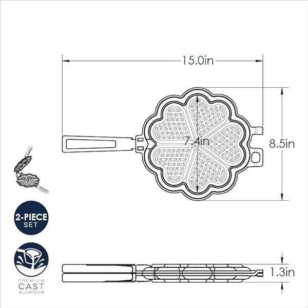 Nordic Ware Nordic Ware Sweetheart Waffler Cast Aluminium Mini Waffle Maker Heart Shaped Black with Five 3.5 Inch Cavities - View 5 of 5