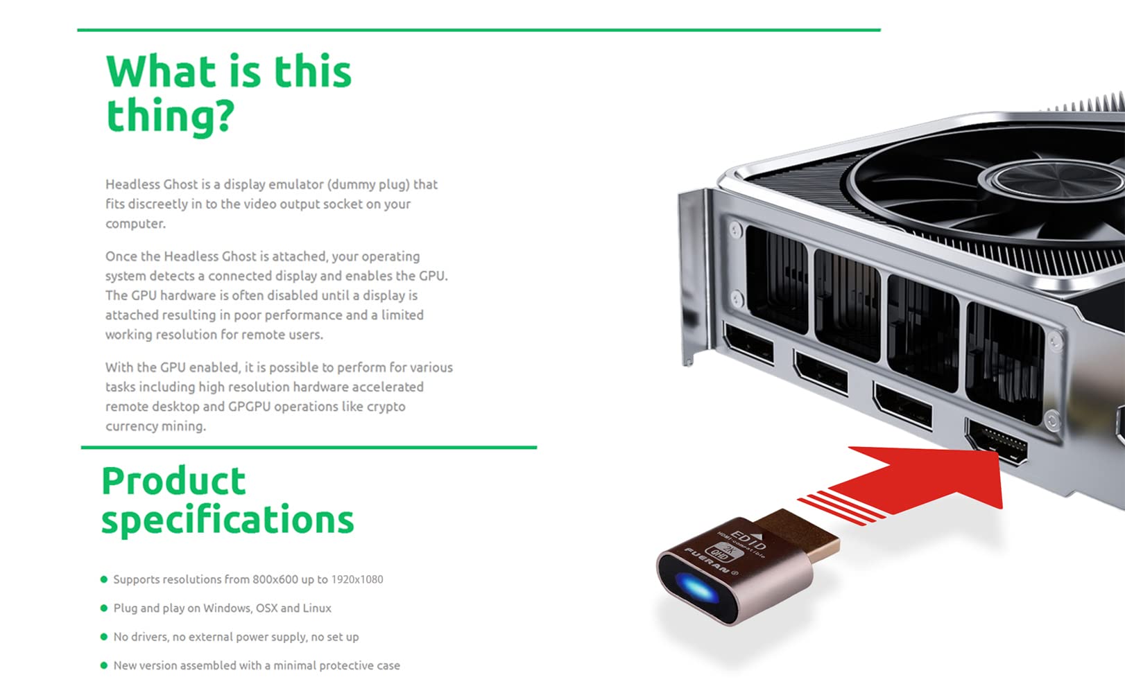 HDMI Dummy Plug Headless Ghost Display Emulator 1920x1080 60Hz New Generation 3 Pack - View 3 of 8