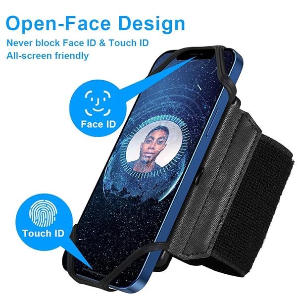 VUP VUP Wristband Phone Holder, 360Â° Rotatable Forearm Armband for iPhone 15/14/13/Pro Max/Pro/Mini/12/11/SE 2020/Xs/XR/X/8/7/Plus, Fits All 4-6.7 Inch Smartphones (Black-Small) - View 5 of 9