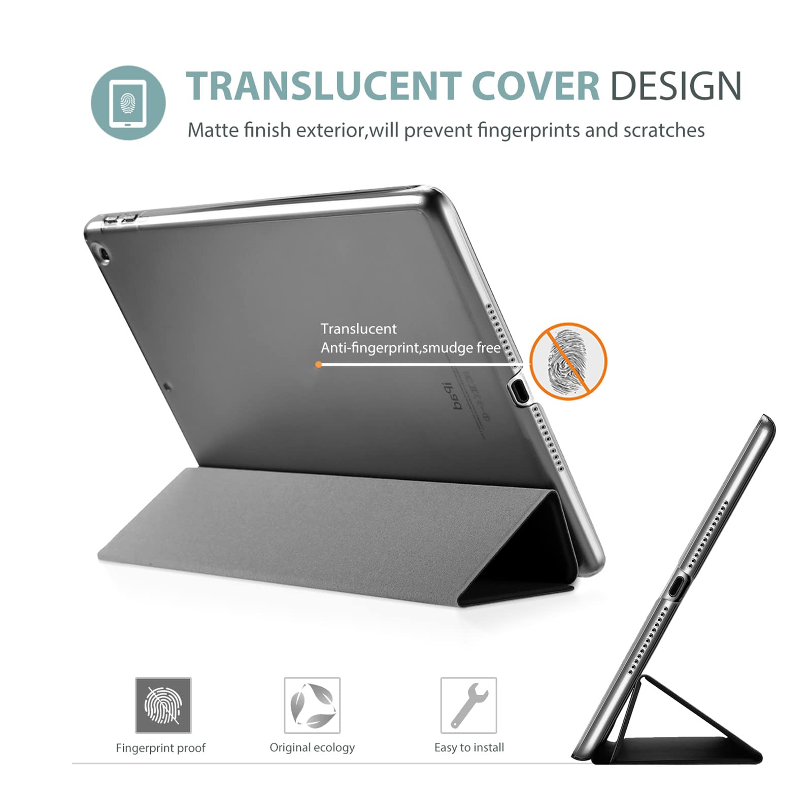 ProCase Ultra Slim Lightweight Stand Case for 2017 iPad 9.7 Inch with Translucent Frosted Back and Auto Sleep Wake in Space Gray - View 4 of 8