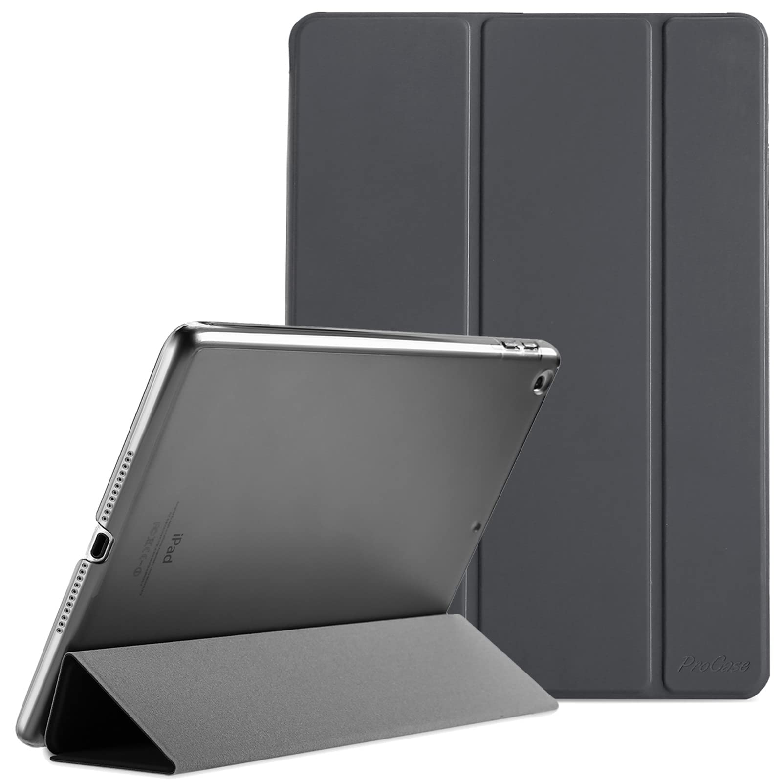 ProCase Ultra Slim Lightweight Stand Case for 2017 iPad 9.7 Inch with Translucent Frosted Back and Auto Sleep Wake in Space Gray