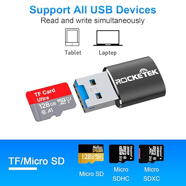Rocketek Rocketek USB 3.0 Aluminum Portable Memory Card Reader for Micro SD/TF Cards - Fast & Durable Adapter - View 3 of 10