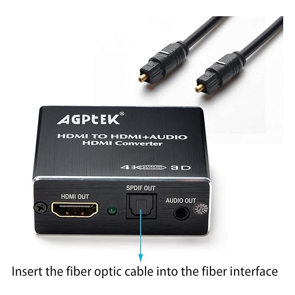AGPTEK AGPTEK 4K HDMI Audio Extractor Splitter - Ultra HD 4K to Toslink & 3.5mm Audio Converter Adapter - View 7 of 10