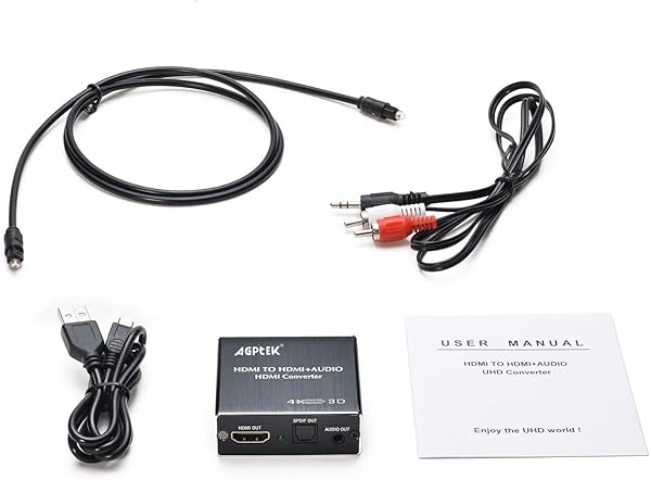 AGPTEK AGPTEK 4K HDMI Audio Extractor Splitter - Ultra HD 4K to Toslink & 3.5mm Audio Converter Adapter - View 10 of 10
