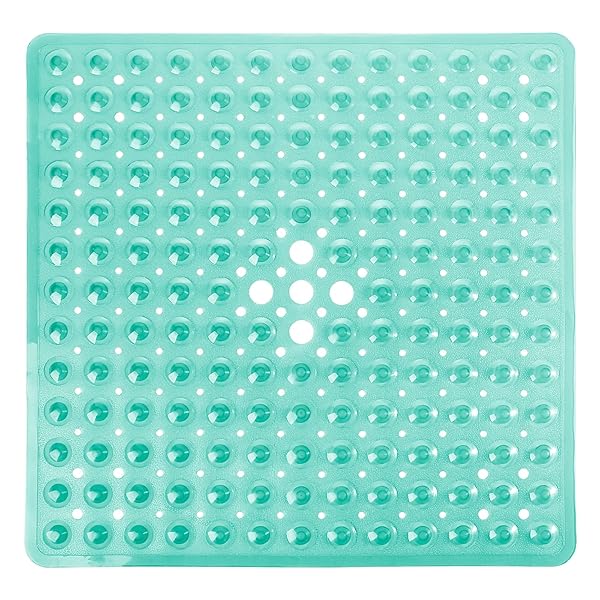 Yimobra Yimobra Non-Slip Shower Stall Mat 21x21 Inch - Soft, Suction Cup Bath Mat with Drain Holes, Machine Washable, Clear Green