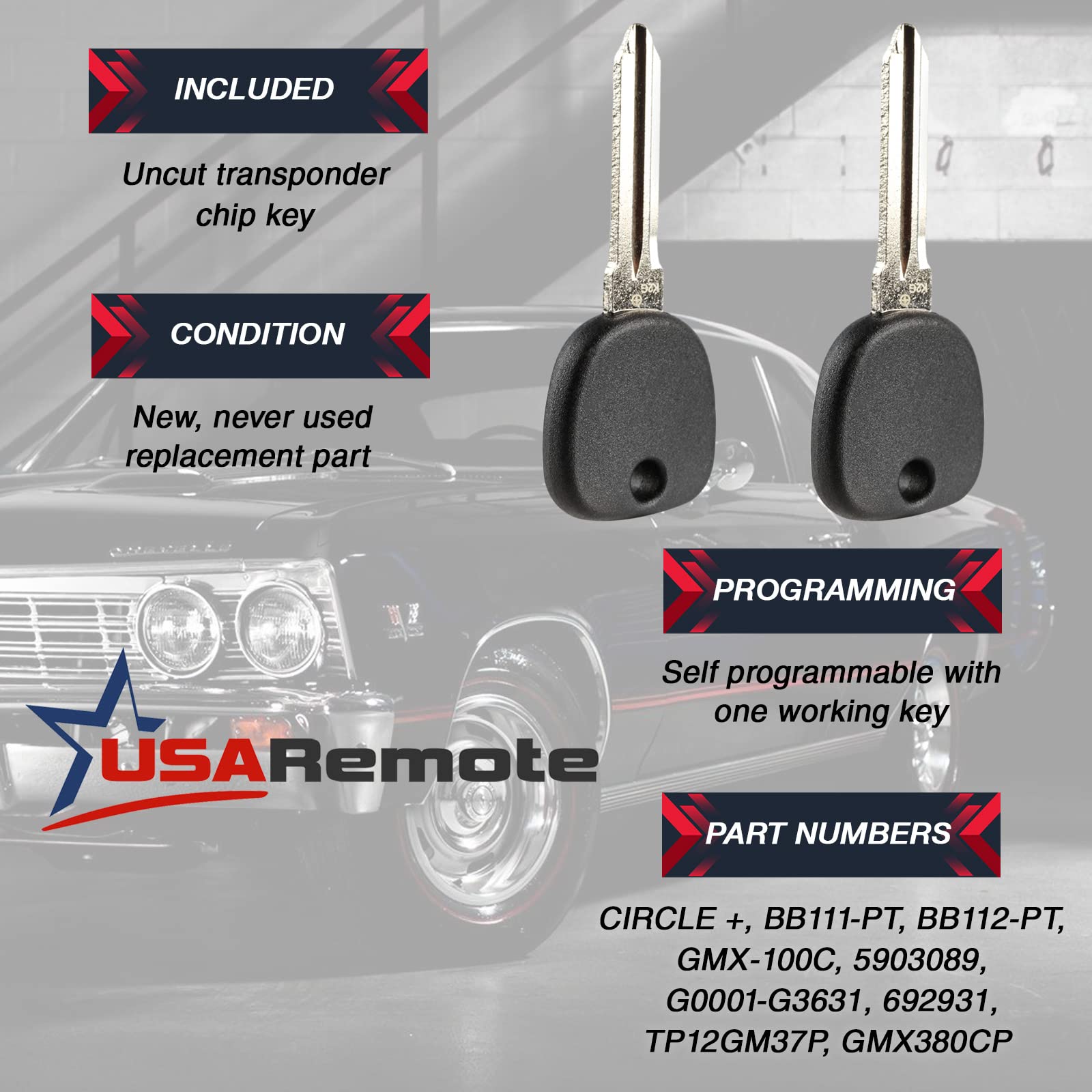 Car Key Fob Keyless Entry Remote with Ignition Key for Chevy GMC Pontiac Suzuki Set of 2 - View 6 of 8