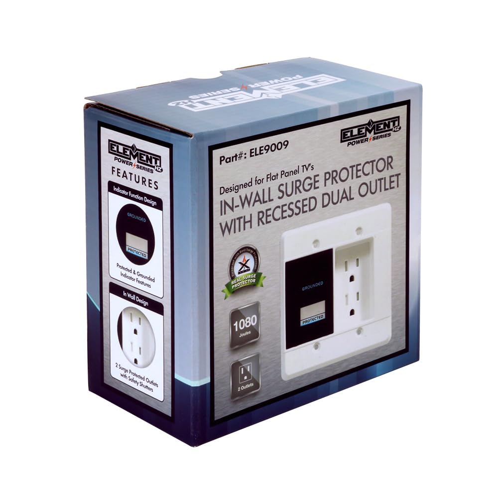 Element Hz Power Series In Wall Surge Protector with Recessed Dual Outlet 1080 Joules for Ultimate Device Protection - View 5 of 5