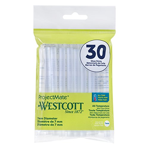 Westcott Westcott 16837 Mini Glue Sticks - Premium All-Temperature Hot Glue for Crafts, 30 Count