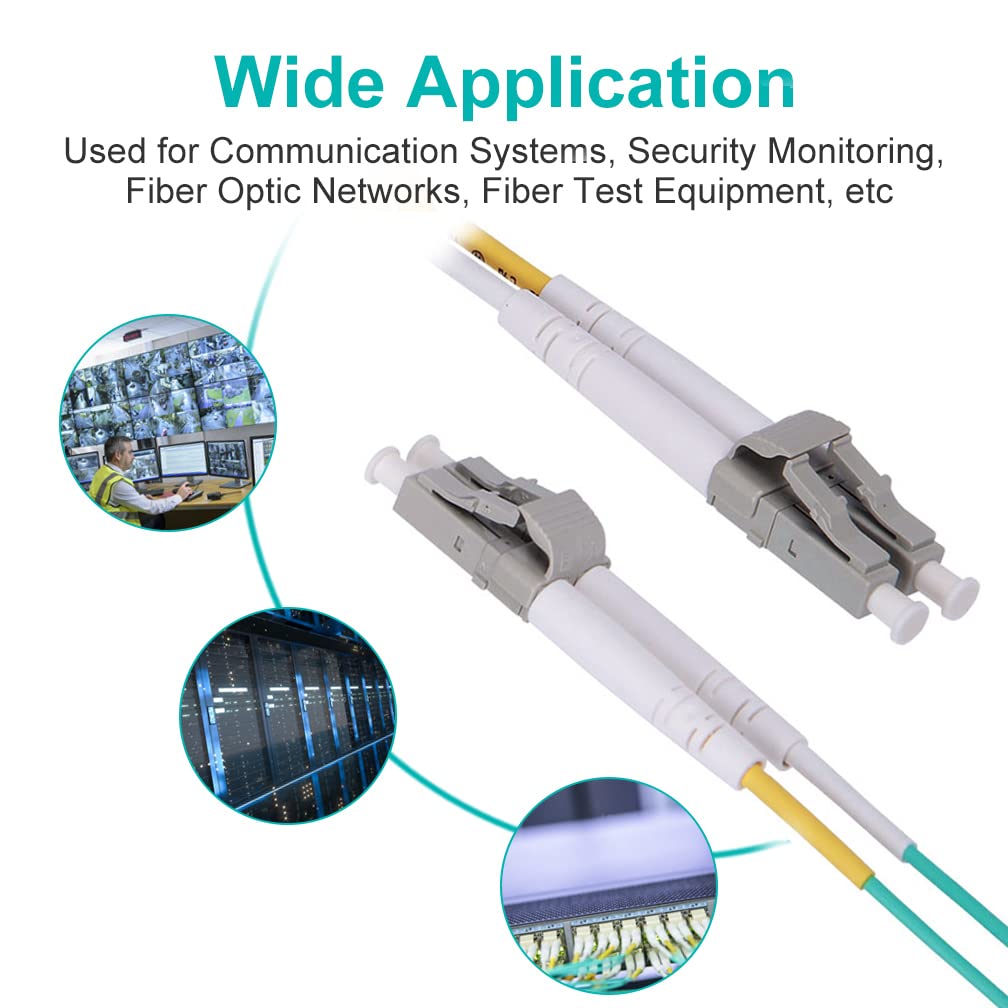 H!Fiber.com 10M OM3 LC to LC Fiber Patch Cable 10Gb Multi-Mode Jumper Duplex LSZH 50/125um for 10G 1G MMF SFP Transceiver Green 33ft - View 6 of 9