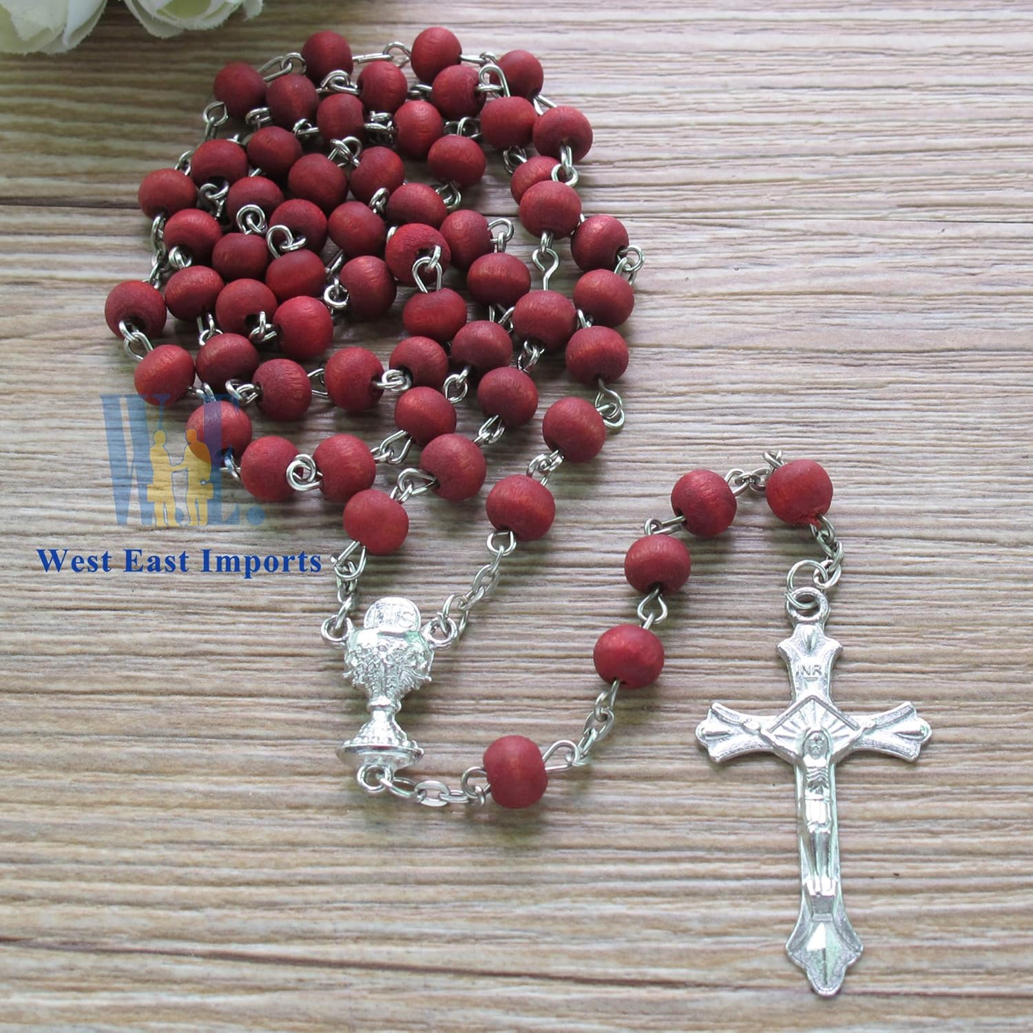 WE WE First Holy Communion Red Scented Rosary Favor Set of 12 with Gift Box and Organza Bag Perfect for Celebrations - View 5 of 6