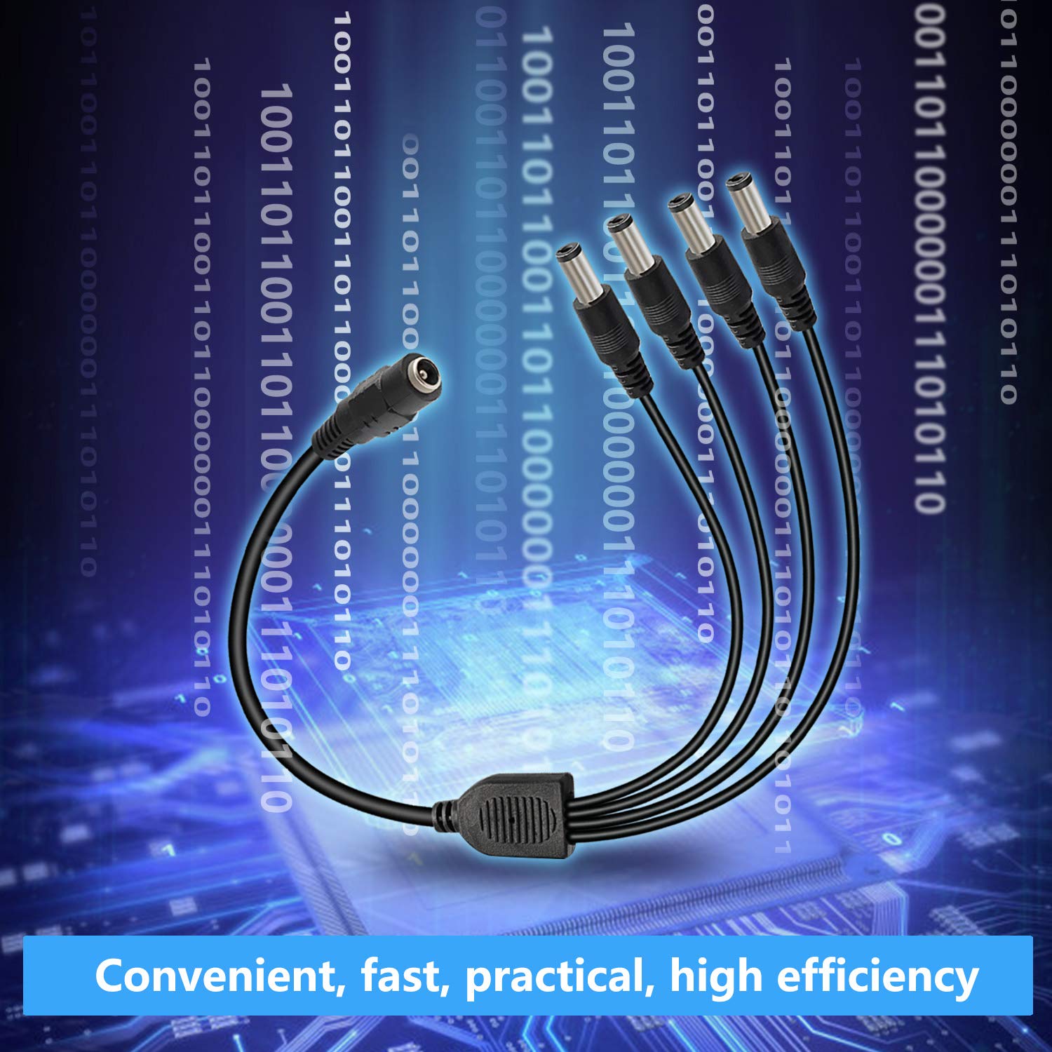 Saisn DC Power Y Splitter Cable 1 Female to 4 Male Plug for CCTV Camera Efficient Power Distribution - View 5 of 7