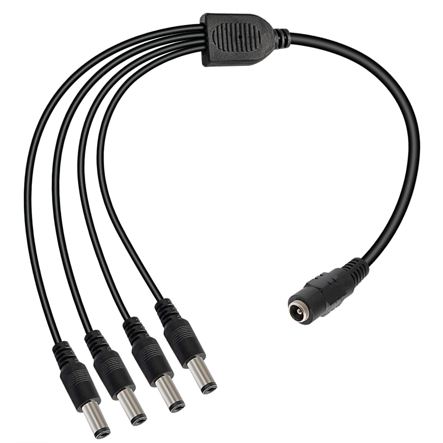 Saisn DC Power Y Splitter Cable 1 Female to 4 Male Plug for CCTV Camera Efficient Power Distribution