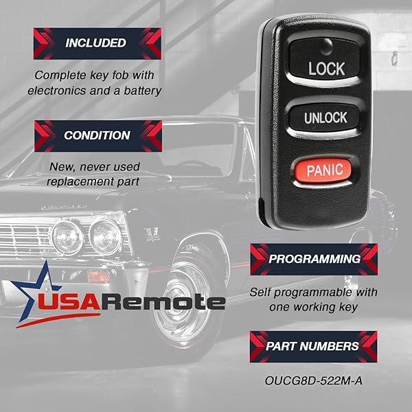 USARemote Car Key Fob Keyless Entry Remote for 1998-2006 Mitsubishi Montero and 1998-2004 Montero Sport E4EG8D-522M-A - View 4 of 7
