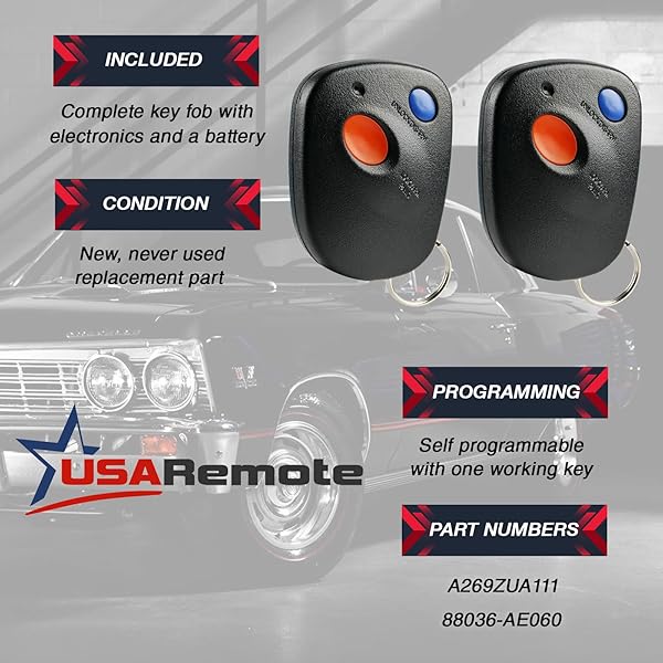 USARemote Car Key Fob Keyless Entry Remote Set of 2 for Subaru Baja Forester Impreza Legacy Outback A269ZUA111 - View 4 of 7