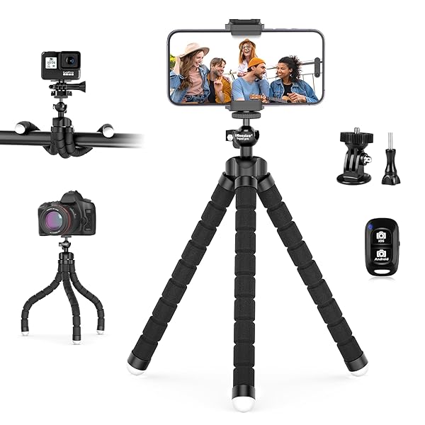UBeesize UBeesize Flexible Mini Phone Tripod: Portable Adjustable Stand with Remote for Cellphones & Cameras