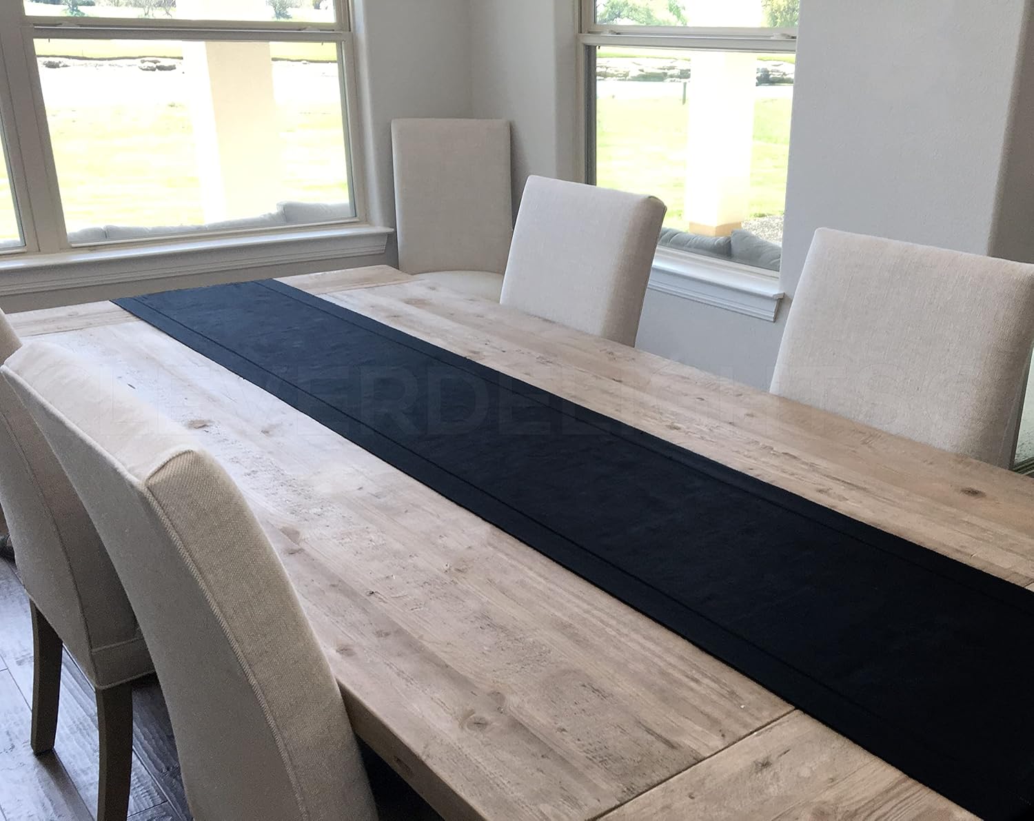 CleverDelights CleverDelights Black Linen Hemstitch Table Runner 16 x 90 Inches 100 Percent Linen for Elegant Dining Decor - View 2 of 4