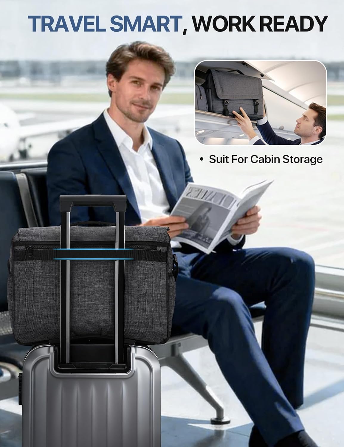 VX VONXURY Lightweight Water Resistant Messenger Bag for Men 15.6 Inch Laptop Business Office Satchel Dark Grey - View 5 of 7