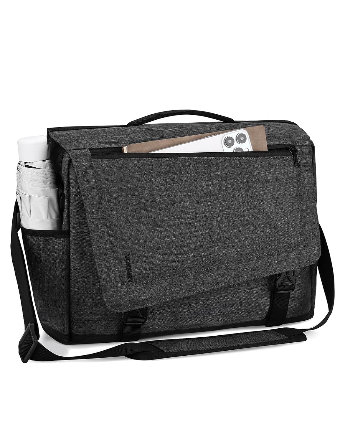 VX VONXURY Lightweight Water Resistant Messenger Bag for Men 15.6 Inch Laptop Business Office Satchel Dark Grey