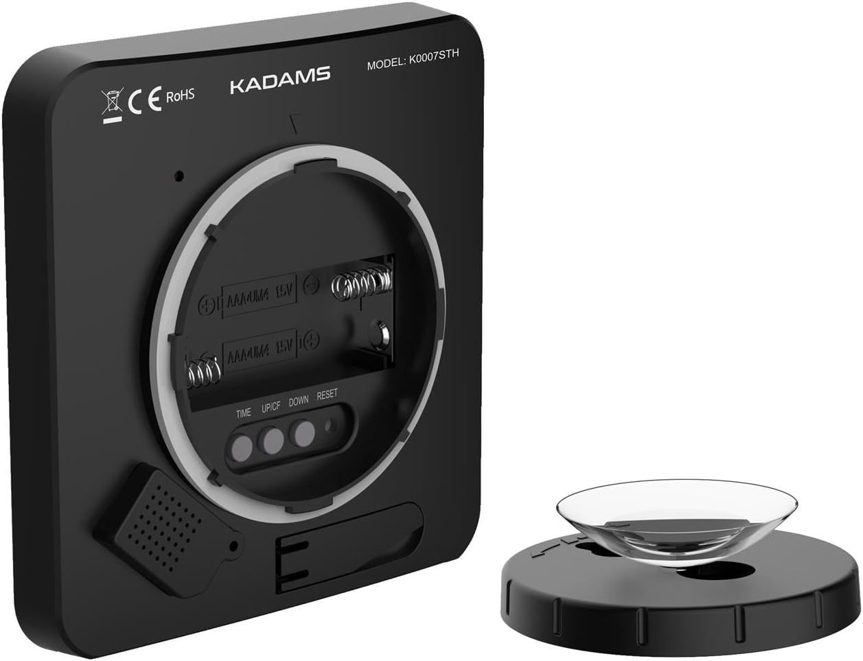 KADAMS KADAMS Waterproof Digital Bathroom Shower Kitchen Wall Clock Timer with Alarm Touch Screen Temperature Humidity Suction Cup Black - View 2 of 9