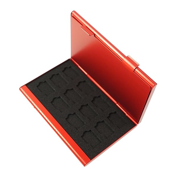 Foto&Tech Foto&Tech Red Aluminum Memory Card Case: 24 Slots for Micro SDHC - Compatible with Lexar, SanDisk, Kingston, Sony, Samsung - View 4 of 5