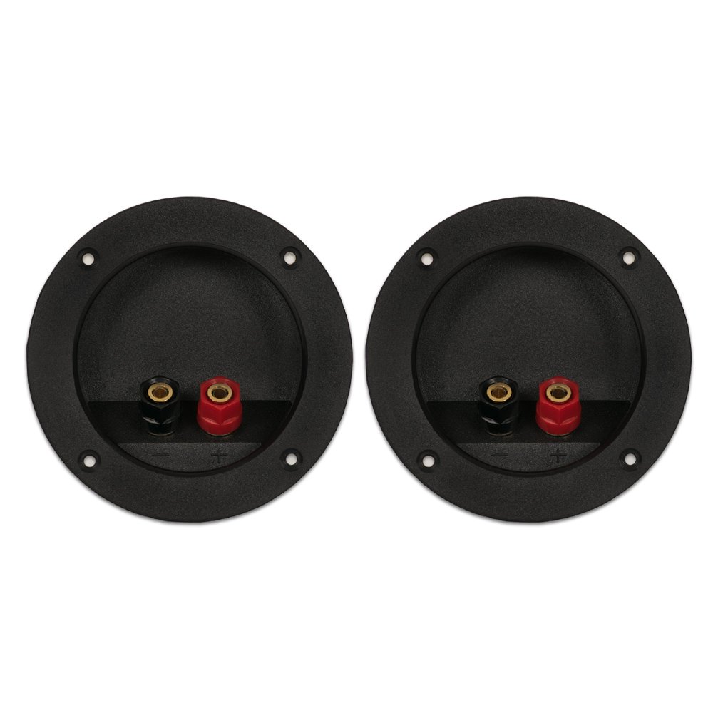 Goldwood Sound Speaker Box Terminal Cups 2 Round Power Speaker Terminal Plates Black Rgt-4025-2