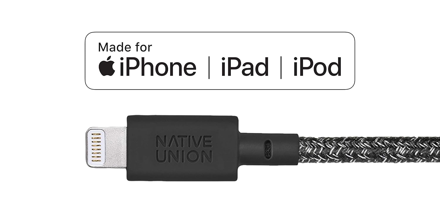 Native Union Native Union BELT Cable XL 10ft Durable Lightning to USB Charging Cable with Leather Strap compatible with iPhone 14 13 12 and Earlier Cosmos - View 2 of 7