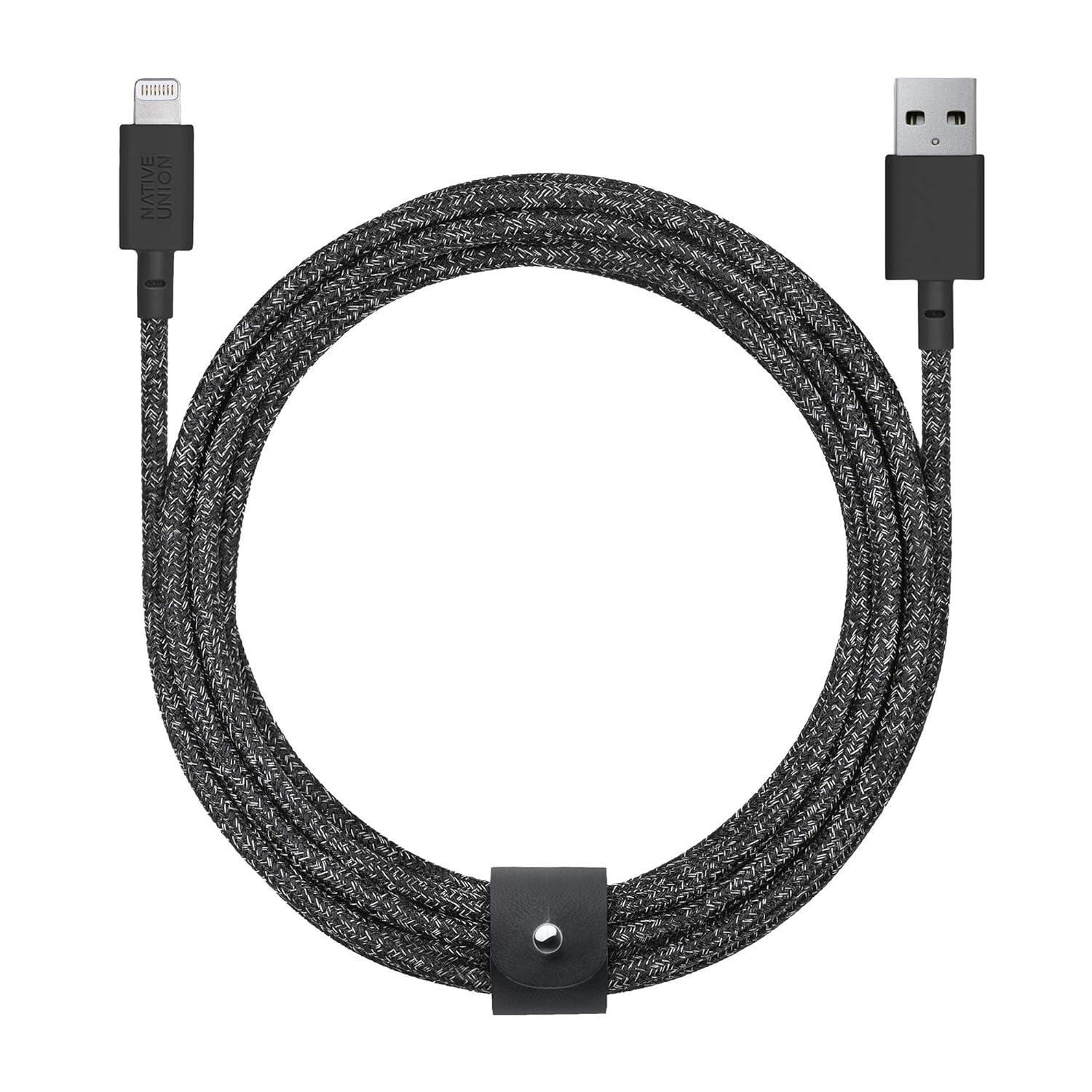 Native Union Native Union BELT Cable XL 10ft Durable Lightning to USB Charging Cable with Leather Strap compatible with iPhone 14 13 12 and Earlier Cosmos - View 6 of 7