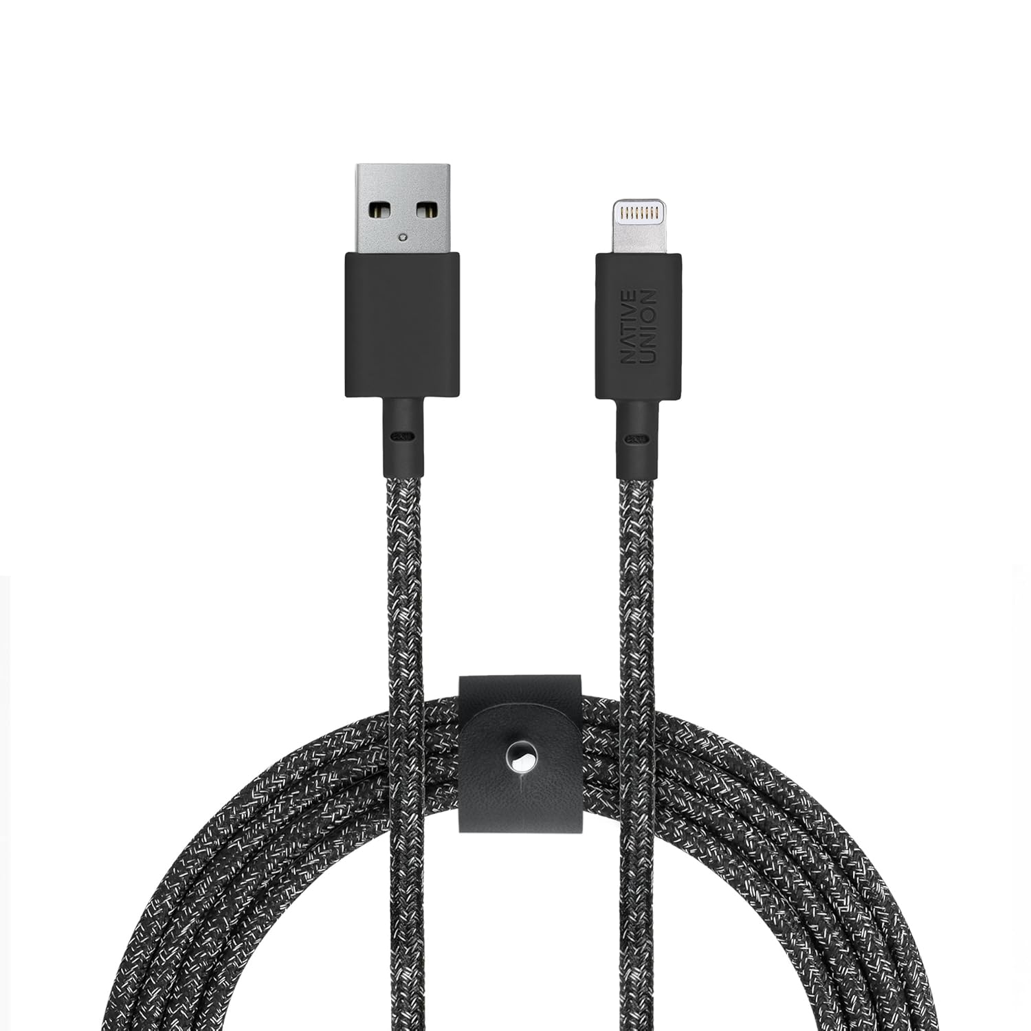 Native Union BELT Cable XL 10ft Durable Lightning to USB Charging Cable with Leather Strap compatible with iPhone 14 13 12 and Earlier Cosmos