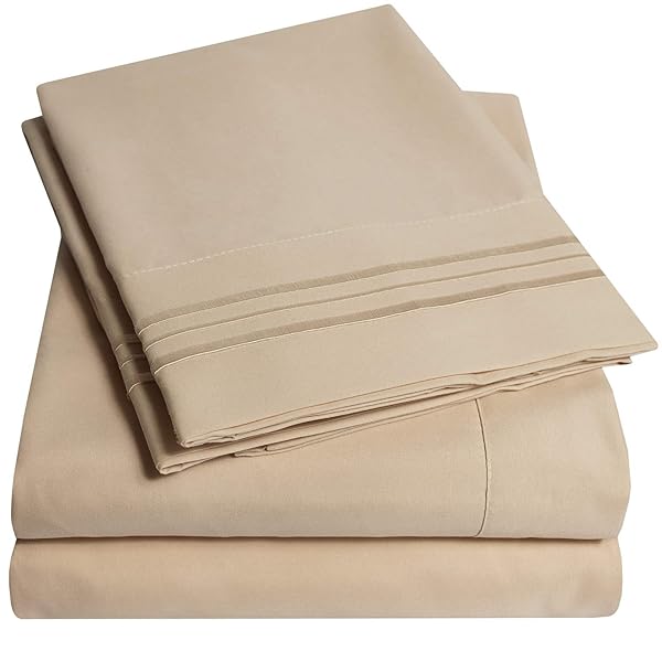 1500 Supreme Collection Twin XL Sheet Sets Taupe Extra Soft 3 Piece Bed Sheets and Pillowcase Set with Deep Pockets and Elastic Corner Straps