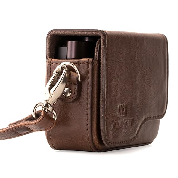 MegaGear MG1222 Leather Camera Case for Canon PowerShot G9 X Mark II - Dark Brown with Strap