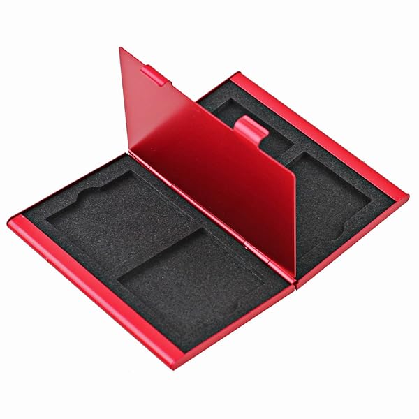 Foto&Tech RED Aluminum Memory Card Case - 4 Slots for Compact Flash, Lexar, SanDisk, Kingston, Sony | Foto&Tech - View 2 of 4
