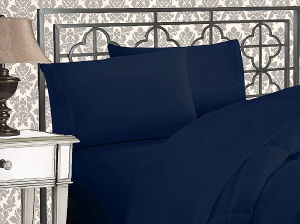 Elegant Comfort Elegant Comfort 1500 Thread Count King Size Navy Pillowcases Ultra Soft Luxurious Wrinkle and Fade Resistant Egyptian Quality 2-Piece Set