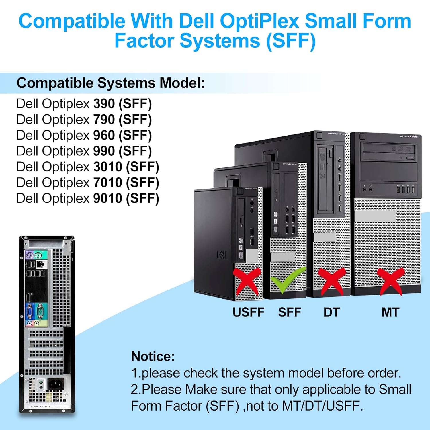 S-Union S-Union 240W Power Supply Unit for Dell OptiPlex 390 790 960 990 3010 9010 Small Form Factor Systems - View 3 of 8