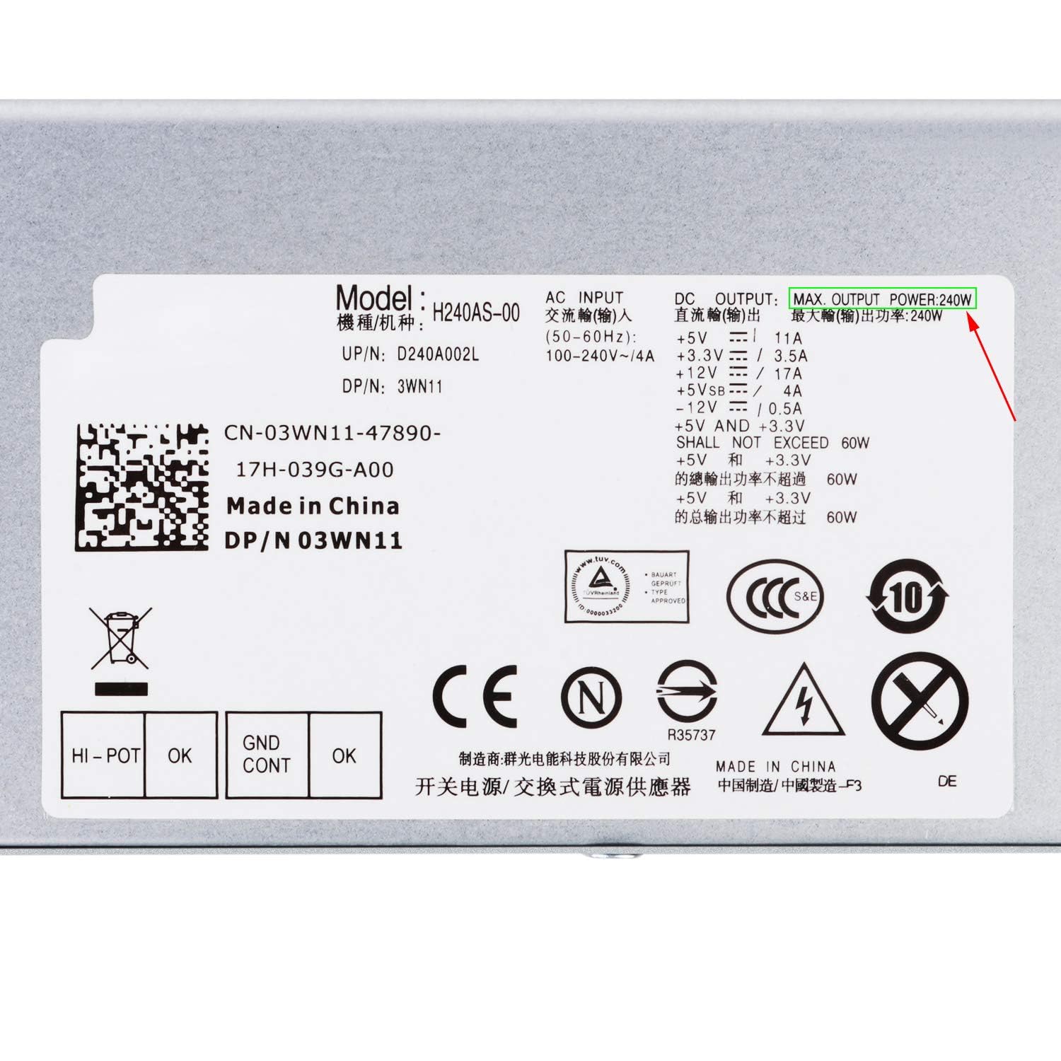 S-Union S-Union 240W Power Supply Unit for Dell OptiPlex 390 790 960 990 3010 9010 Small Form Factor Systems - View 8 of 8
