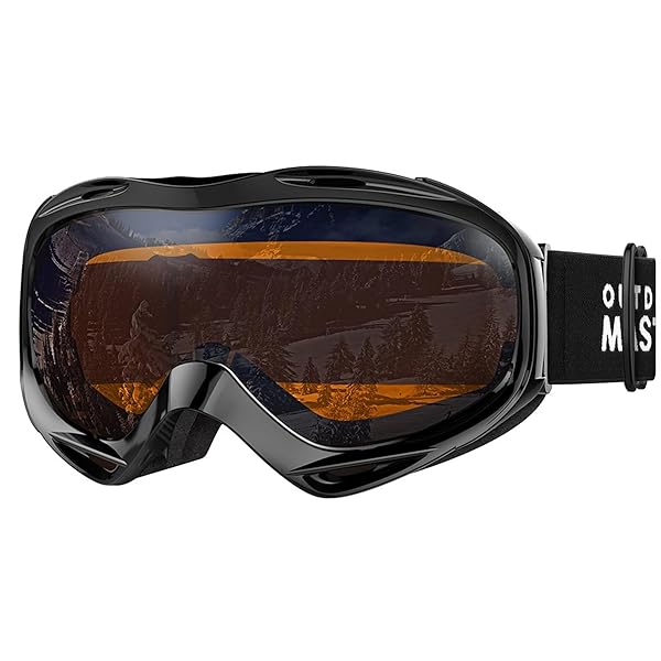 OutdoorMaster OutdoorMaster OTG Ski Goggles - UV Protection Over Glasses for Men, Women & Youth - Black Frame, Orange Lens, REVO Silver