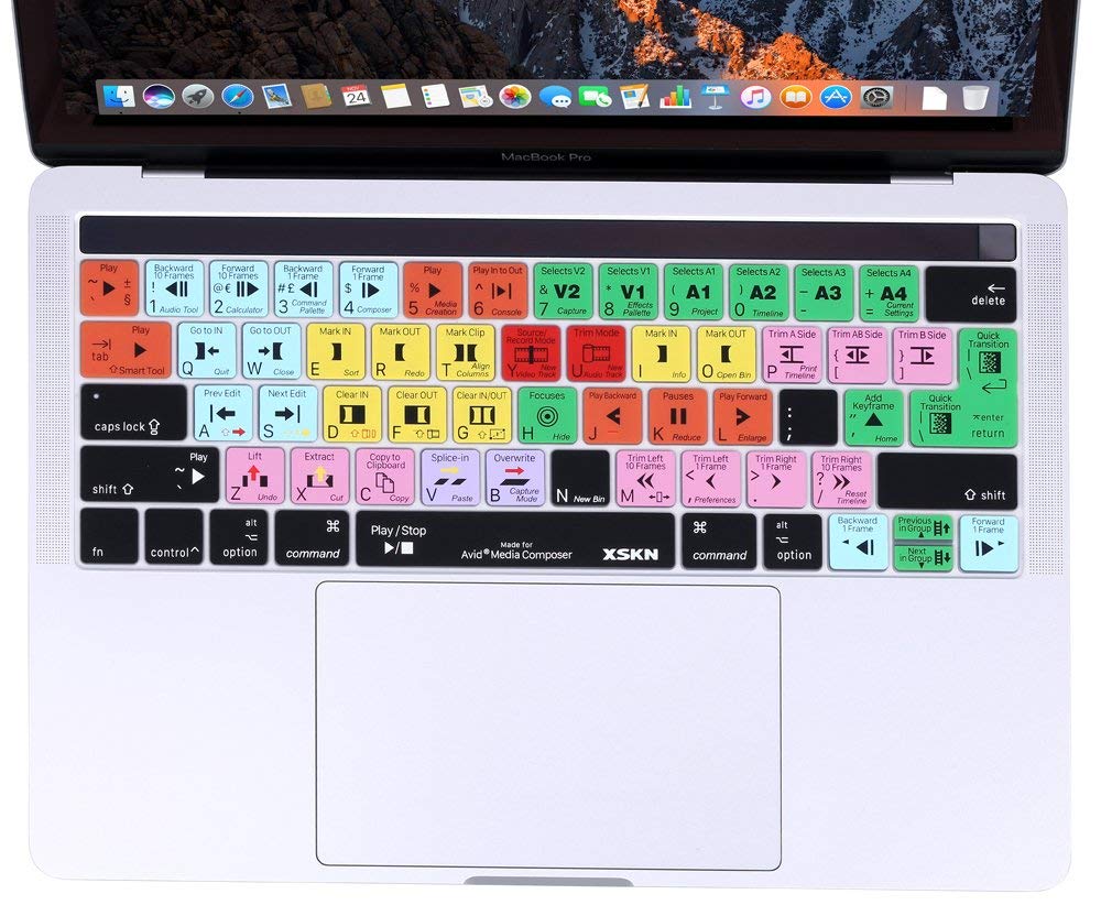 XSKN Avid Media Composer Silicone Keyboard Skin Cover for MacBook Pro 13 15 Touch Bar Models US EU Layout - View 2 of 8