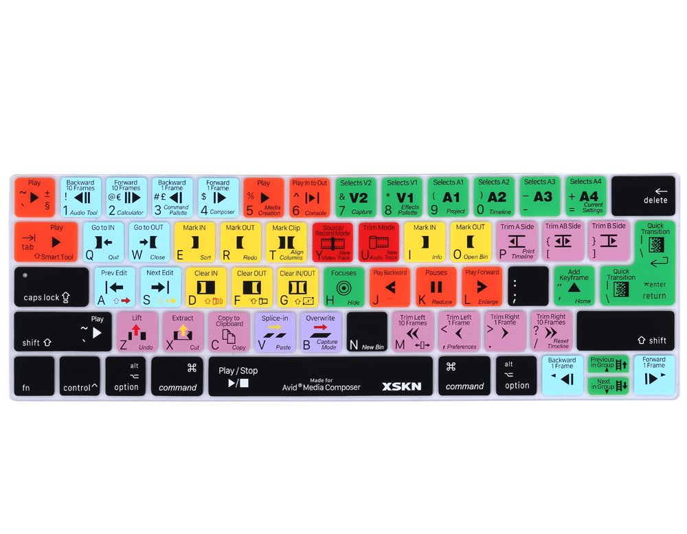 XSKN Avid Media Composer Silicone Keyboard Skin Cover for MacBook Pro 13 15 Touch Bar Models US EU Layout