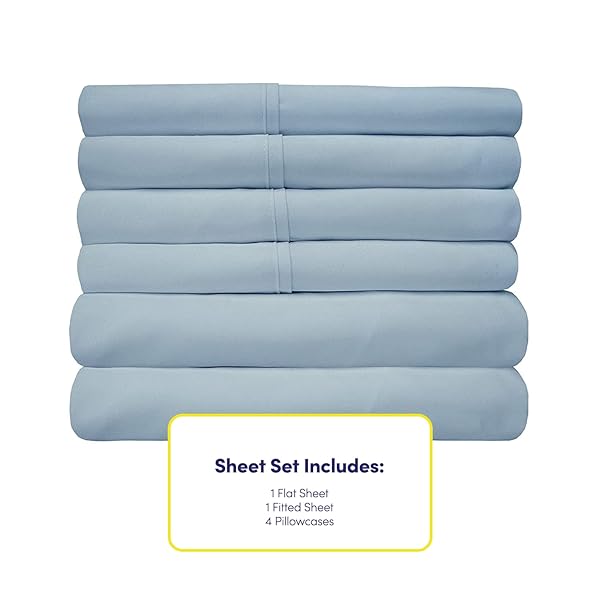 Sweet Home Collection King Size Bed Sheets 6 Piece 1500 Supreme Collection Microfiber Deep Pocket Set with Extra Pillow Cases in Misty Blue - View 4 of 7