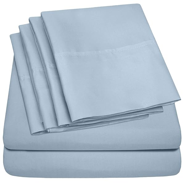 Sweet Home Collection King Size Bed Sheets 6 Piece 1500 Supreme Collection Microfiber Deep Pocket Set with Extra Pillow Cases in Misty Blue