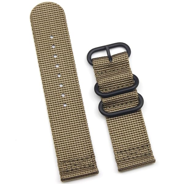 FANMIS Fanmis 2 Pieces 22mm Replacement Fabric Ballistic Nylon Strap Watch Band Brown - View 6 of 7