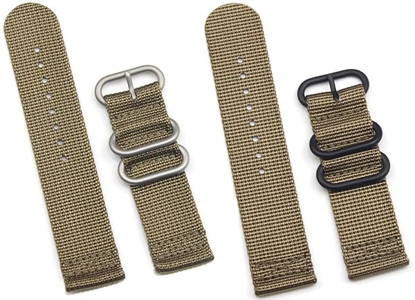 FANMIS Fanmis 2 Pieces 22mm Replacement Fabric Ballistic Nylon Strap Watch Band Brown - View 2 of 7