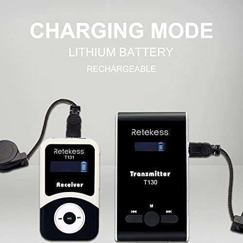 Retekess Retekess T130 Tour Guide System: High-Quality Sound, 99 Channels for Churches, Courts & Training - 1 Transmitter, 2 Receivers - View 4 of 10