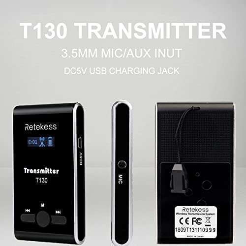 Retekess Retekess T130 Tour Guide System: High-Quality Sound, 99 Channels for Churches, Courts & Training - 1 Transmitter, 2 Receivers - View 5 of 10