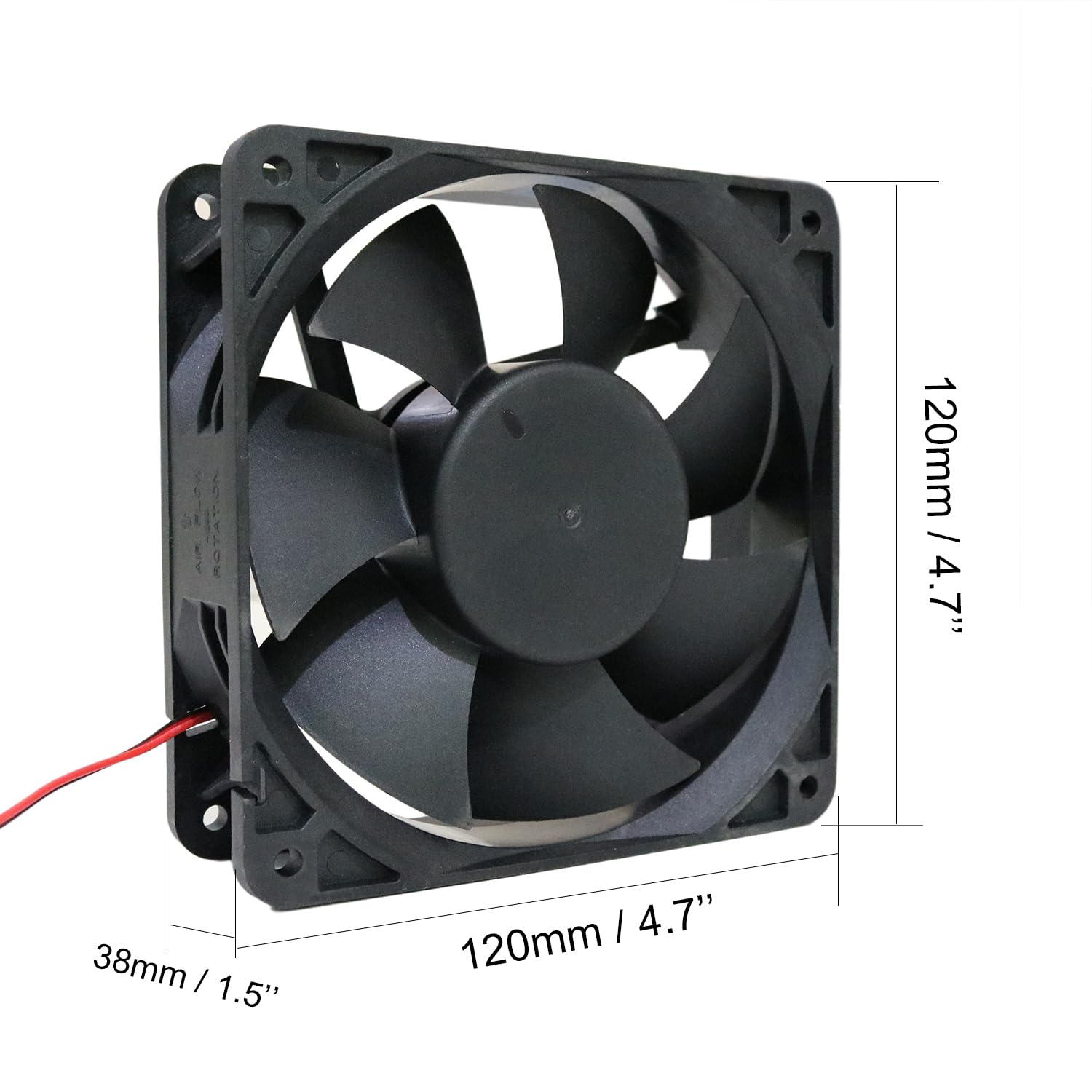 Twinkle Bay Twinklebay 120x38mm Cooling Fan Replacement AFB1212SHE High CFM 12038 12V DC with 2 Pins 2 Wires Connector - View 4 of 6