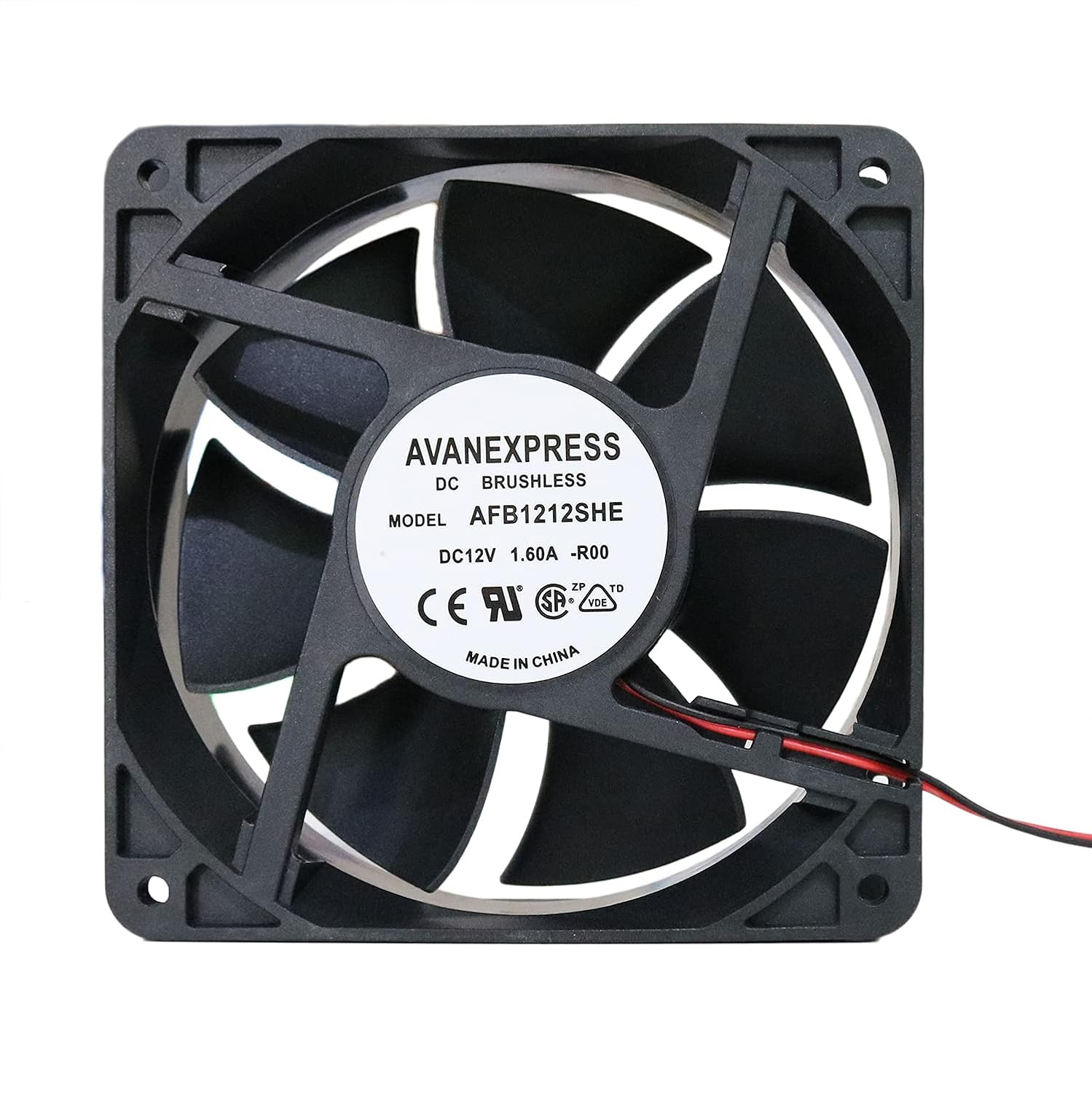 Twinkle Bay Twinklebay 120x38mm Cooling Fan Replacement AFB1212SHE High CFM 12038 12V DC with 2 Pins 2 Wires Connector
